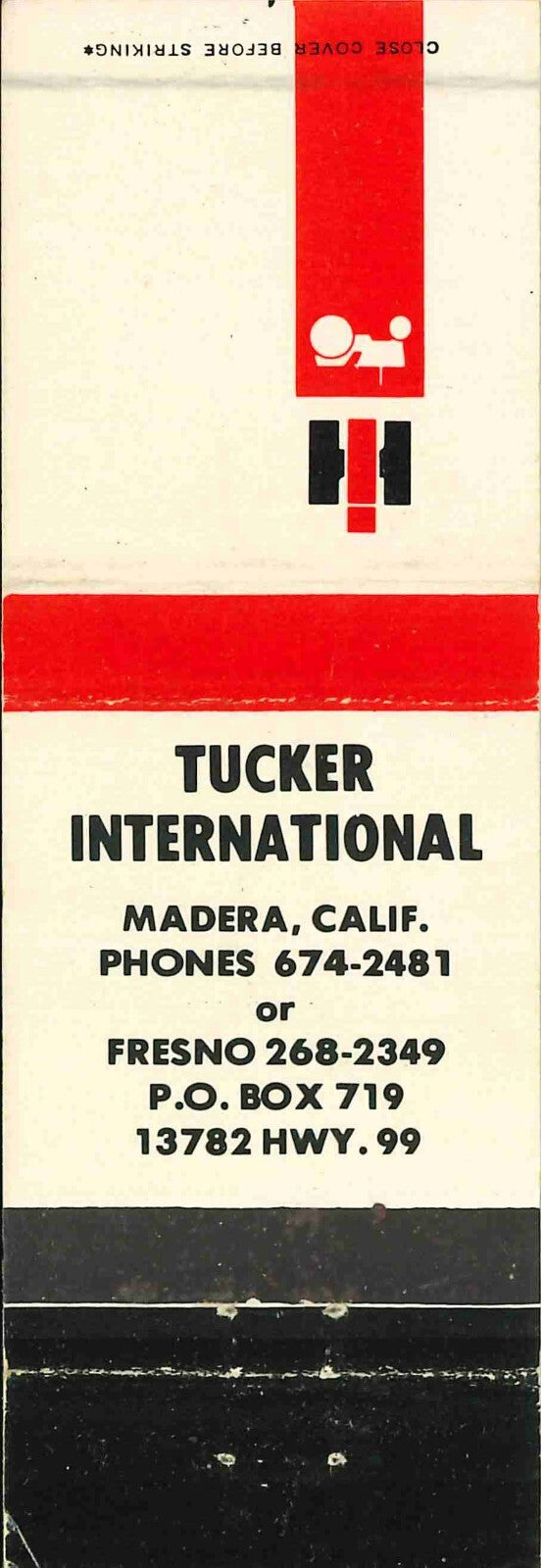 Matchbook Cover International Harvester Tucker International Madera California