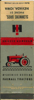 Matchbook Cover Farmall IH Slemmons Bros Nevada Iowa
