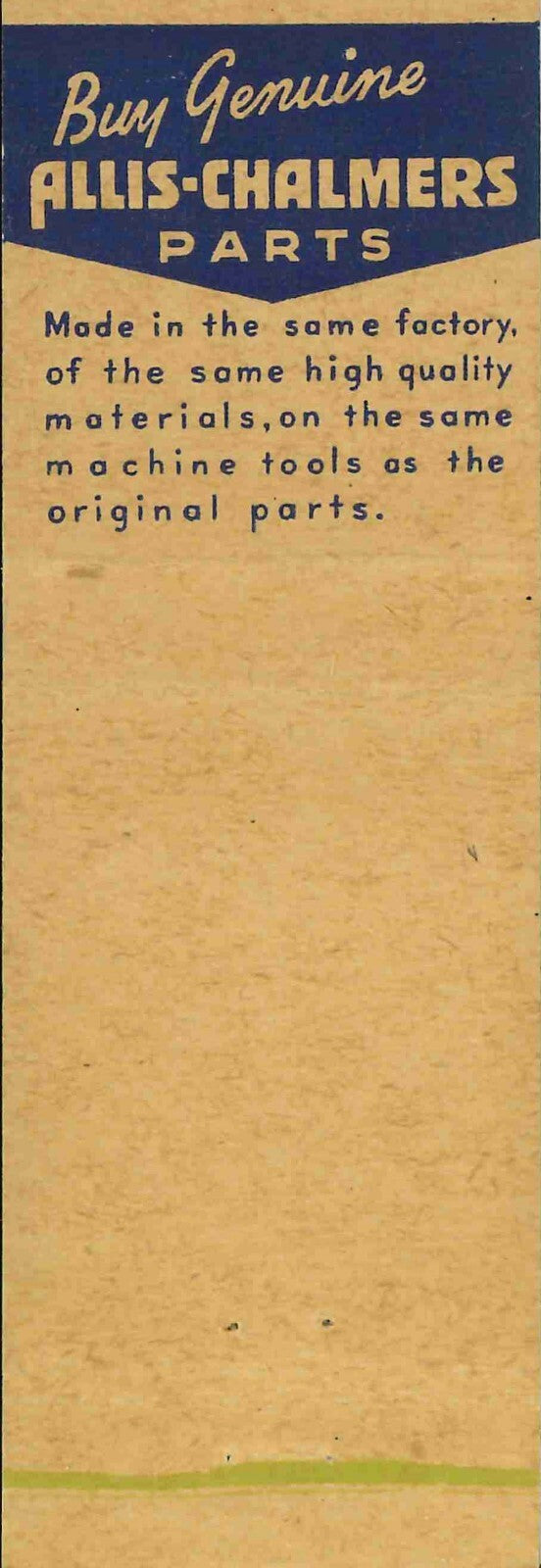Matchbook Cover Allis Chalmers L & M Implement Jewell Iowa