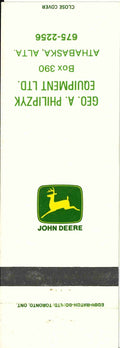 John Deere Matchbook Cover Geo A Philipzyk Equip Athabaska Alta