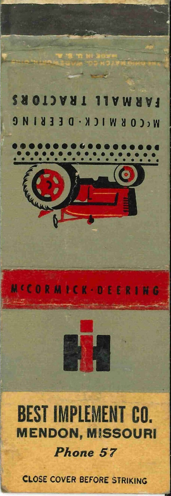 Matchbook Cover Farmall IH Best Imp Co Mendon Missouri 