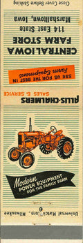 Matchbook Cover Allis Chalmers Central Iowa Farm Store Marshalltown Iowa
