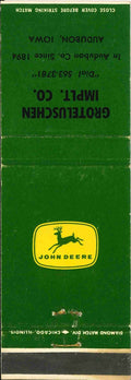 John Deere Matchbook Cover 4 Leg Groteluschen Imp Audubon IA