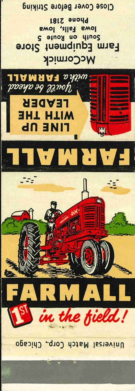 Matchbook Cover Farmall 400 McCormick Store Iowa Falls Iowa