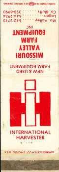 Matchbook Cover International Harvester Missouri Valley Farm Equipment