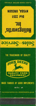 John Deere Matchbook Cover Hollingsworth Nyssa Oregon