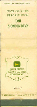 John Deere Matchbook Cover 2 Leg Lawn & Garden Rabenbergs Selby SD