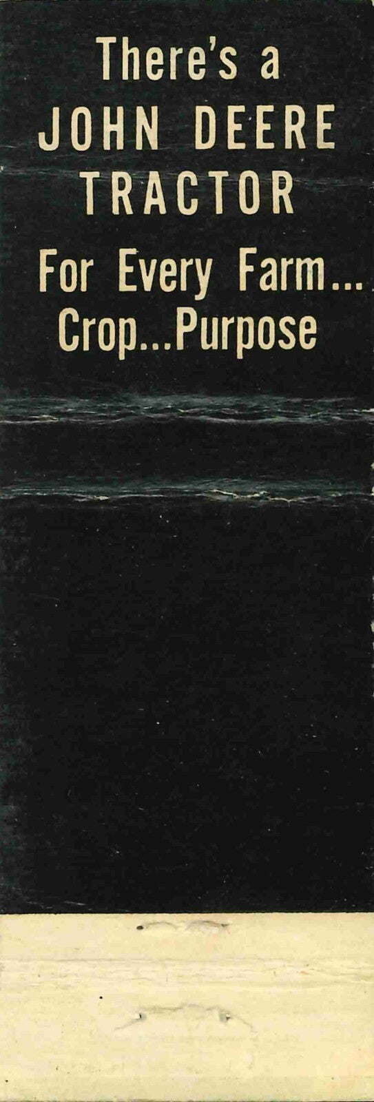 John Deere Matchbook Cover QFE A H Bluemke & Son Rosendale Wisconsin