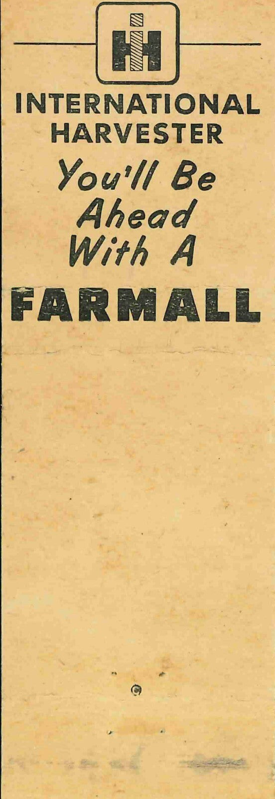 Matchbook Cover Farmall 400 Bock Truck Tractor Trenton Missouri