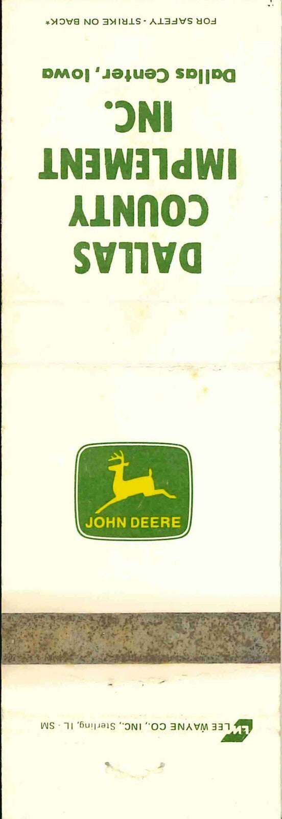 John Deere Matchbook Cover 2 Leg Dallas County Implement Dallas Center IA