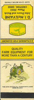 John Deere Matchbook Cover A w/ Mower D I McIlvaine Creston Ohio