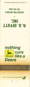 John Deere Matchbook Cover 2 Leg R D Offutt Casselton ND
