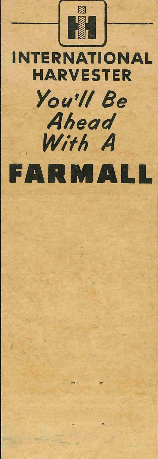 Matchbook Cover Farmall 400 McCormick Store Iowa Falls Iowa