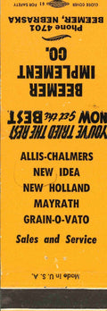 Matchbook Cover Allis Chalmers New Idea Beemer Implement Co Beemer Nebraska