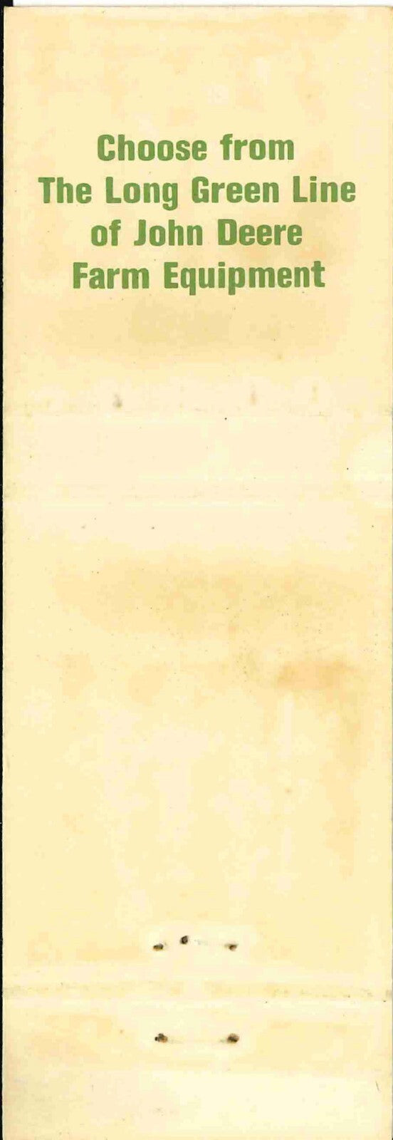 John Deere Matchbook Cover 4 Leg Groteluschen Imp Audubon IA