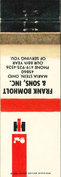 Matchbook Cover International Harvester Frank Bomholt Maria Stein Ohio