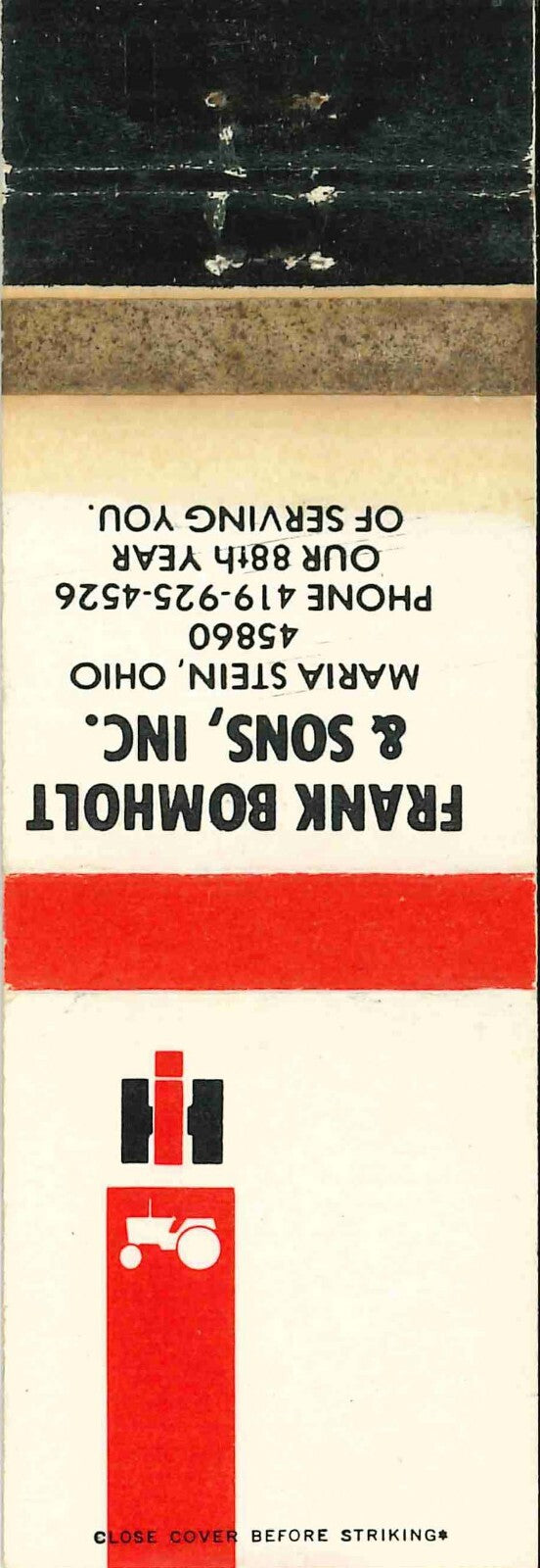 Matchbook Cover International Harvester Frank Bomholt Maria Stein Ohio