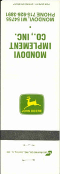 John Deere Matchbook Cover Mondovi Imp Co Mondovi WI