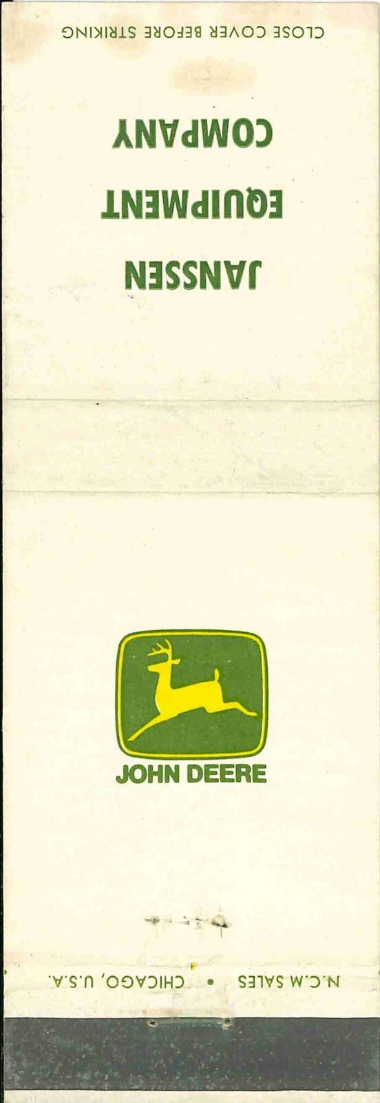 John Deere Matchbook Cover 2 Leg Janssen Equip CO