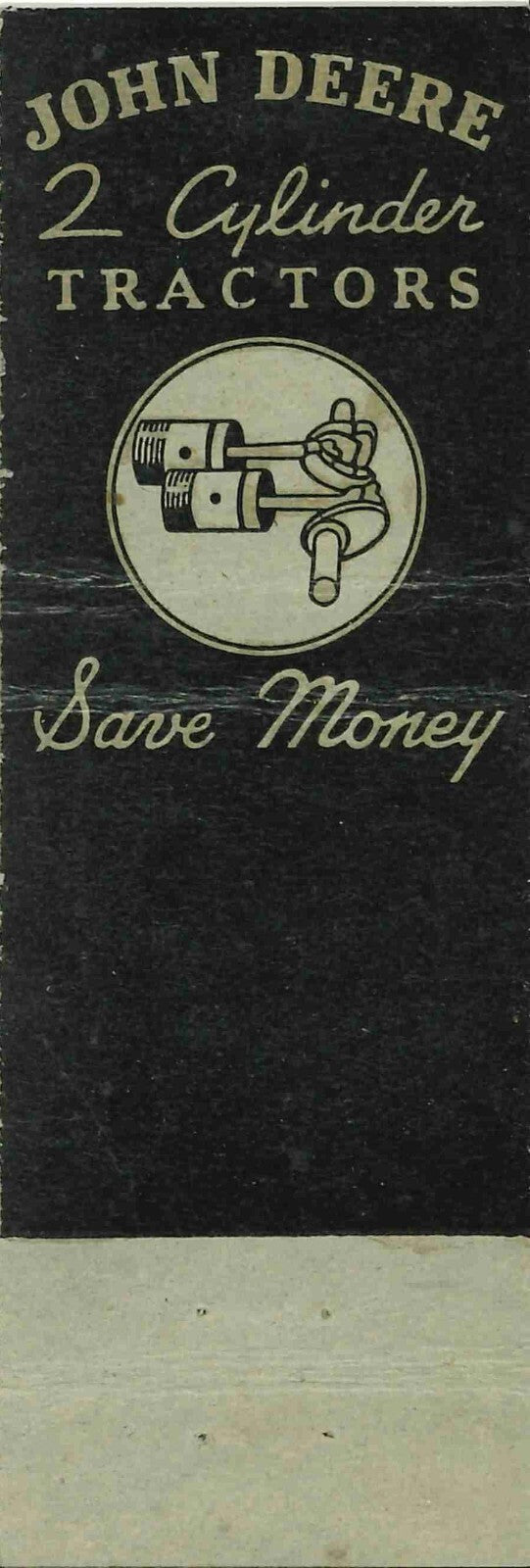 John Deere Matchbook Cover A w/ Mower D I McIlvaine Creston Ohio