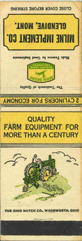 John Deere Matchbook Cover A w/ Mower Milne Imp CO Glendive Montana
