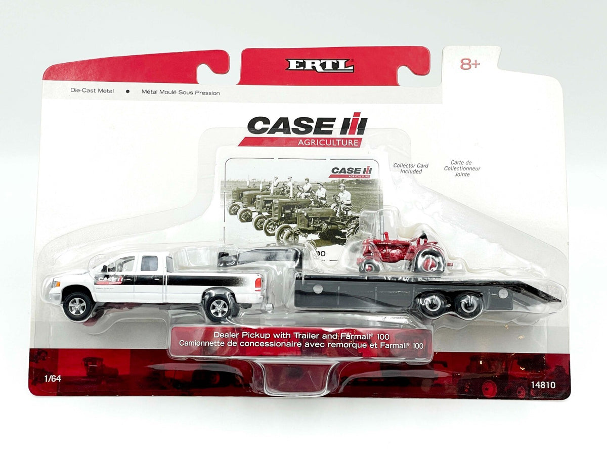 1/64 Case Ih Dealer Third Gen Dodge Pickup With Trailer And Farmall 100 Tractor