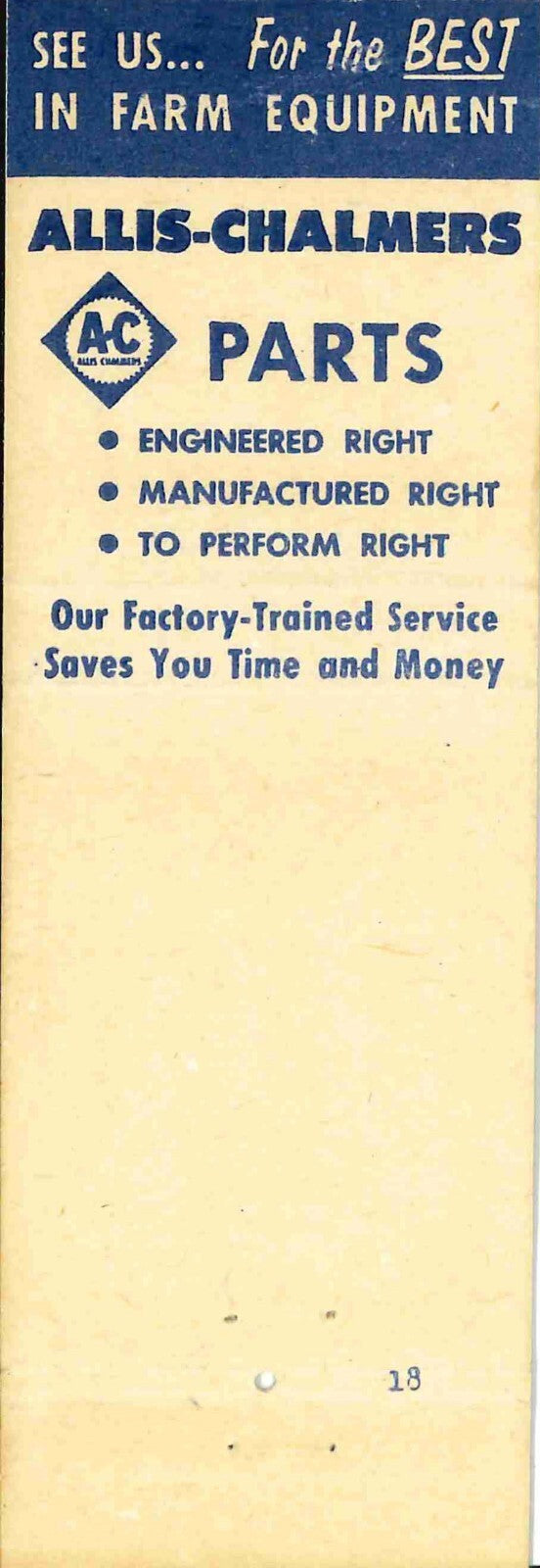 Matchbook Cover Allis Chalmers Manufacturing Co Minneapolis Moline