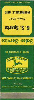 John Deere Matchbook Cover G S Sparks Monroeville OH