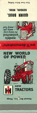 Matchbook Cover IH Farmall 560 340 Tractors Quinn Bros Benson Minnesota