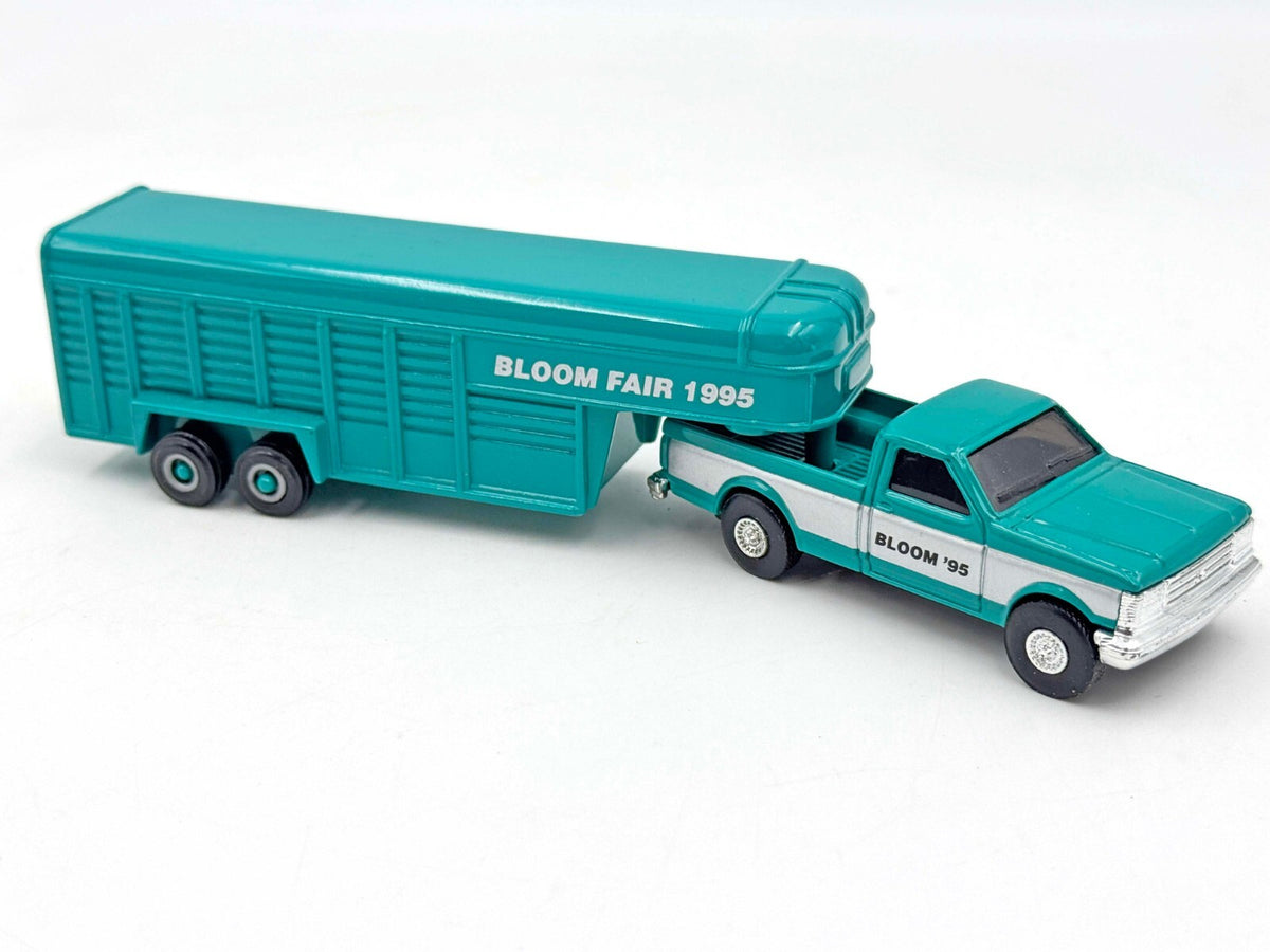 1/64 Teal Ford and Gooseneck Livestock Trailer Bloom Fair 1995