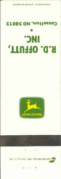 John Deere Matchbook Cover R D Offutt Casselton ND