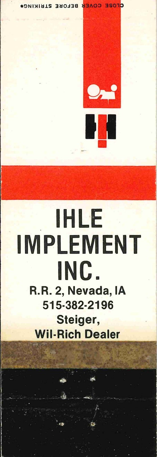 Matchbook Cover International Harvester Ihle Imp Inc Nevada Iowa