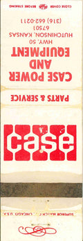 Matchbook Cover J I Case Power and Equip Hutchinson Kansas