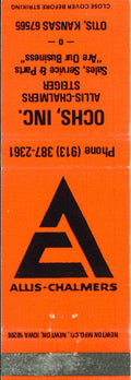 Matchbook Cover Allis Chalmers Steiger Ochs Inc Otis Kansas