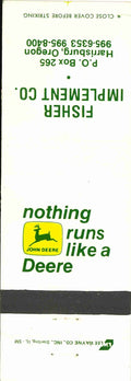 John Deere Matchbook Cover 2 Leg Fisher Imp Harrisburg OR