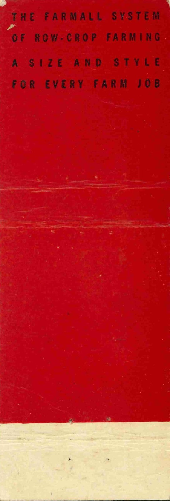 Matchbook Cover International Harvester Tractor Wehrman Equip Hudson Colorado