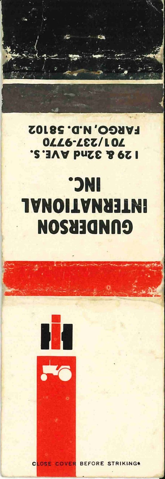 Matchbook Cover International Harvester Gunderson Inc Fargo North Dakota