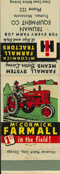 Matchbook Cover Farmall H Truman Equip Co Truman Minnesota
