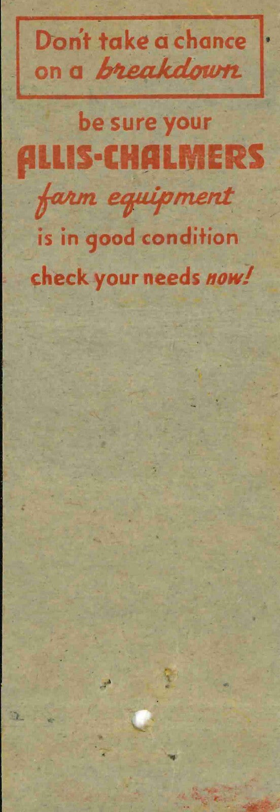 Matchbook Cover Allis Chalmers Tractor Putnam Imp Co Eldora Iowa