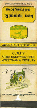 John Deere Matchbook Cover A w/ Mower Moser Imp Holstein IA