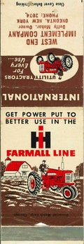 Matchbook Cover International Harvester 50 Series West End Imp Co Oneonta N Y