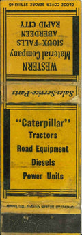 Matchbook Cover Caterpillar Western Material Co Sioux Falls South Dakota