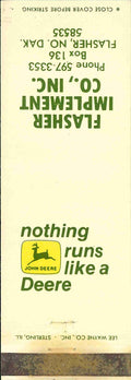 John Deere Matchbook Cover 2 Leg Flasher Imp Co Flasher ND