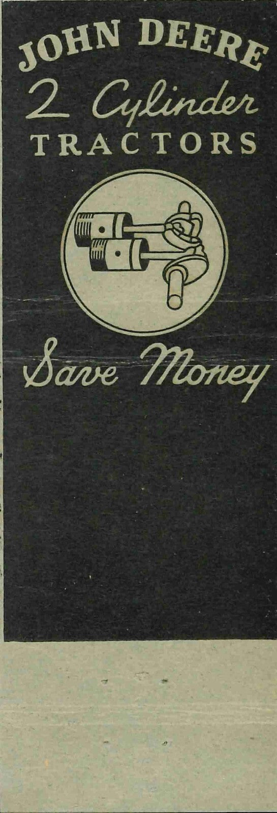 John Deere Matchbook Cover A w/ Mower Rees & Schwitters Cedar Rapids Iowa