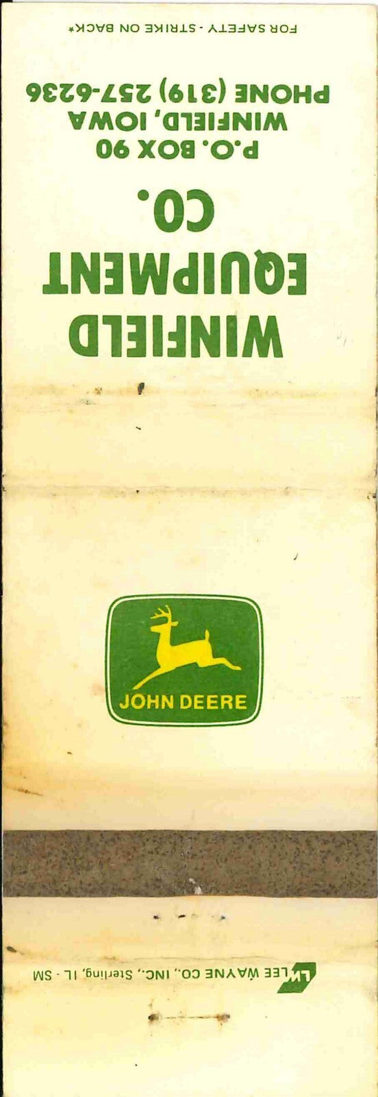 John Deere Matchbook Cover Winfield Equipment Winfield IA