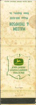 John Deere Matchbook Cover 4 Leg Lawn & Garden Malcom Thompson Coon Rapids IA