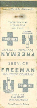 Matchbook Cover International Harvester Cummins Freeman Equip Enid OK