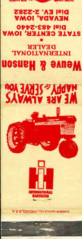 Matchbook Cover International Harvester 460 Weuve Hanson Nevada State Center IA