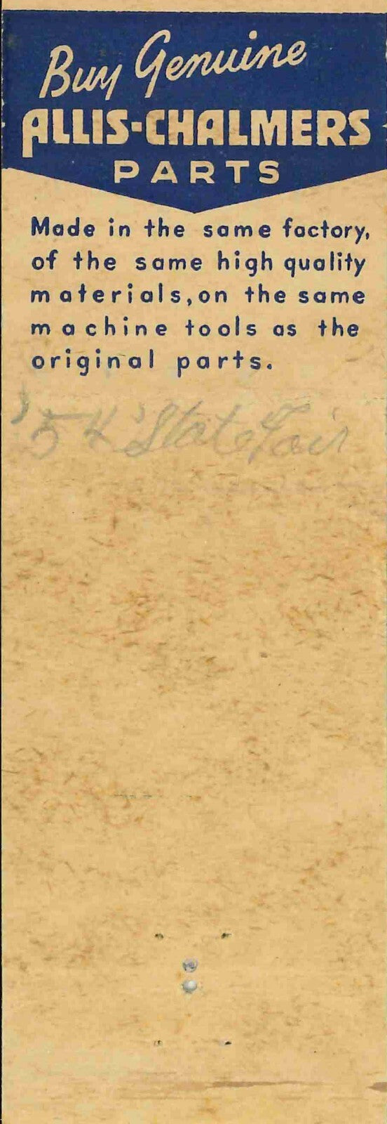 Matchbook Cover Allis Chalmers Highmore Imp Co Highmore South Dakotah