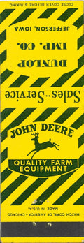John Deere Matchbook QFE Stripe Dunlop Imp Co Jefferson Iowa